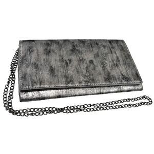 Sondra Roberts CLUTCH HANDBAG Silver Black Clutch Crossbody Faux Suede Purse